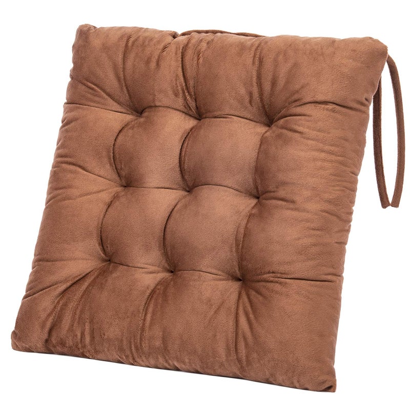 WONDER MIRACLE 4 Pack Seat Cushion/Chair Cushion Pads for Dining Chairs, Office Chair, Car, Floor, Outdoor, Patioï¼ŒMachine Wash & Dryer Friendly (Flannel 16"Ã—16", Coffee) - Image 3